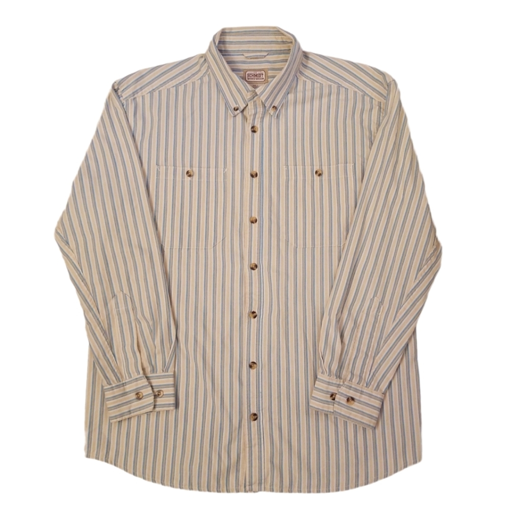 C.E. Schmidt Workwear Shirt Size L Striped Long Sleeve Cowboy